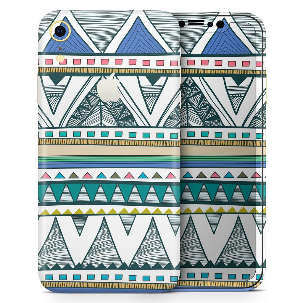 Abstract Blue and Green Triangle Aztec - Skin-Kit for the Apple iPhone