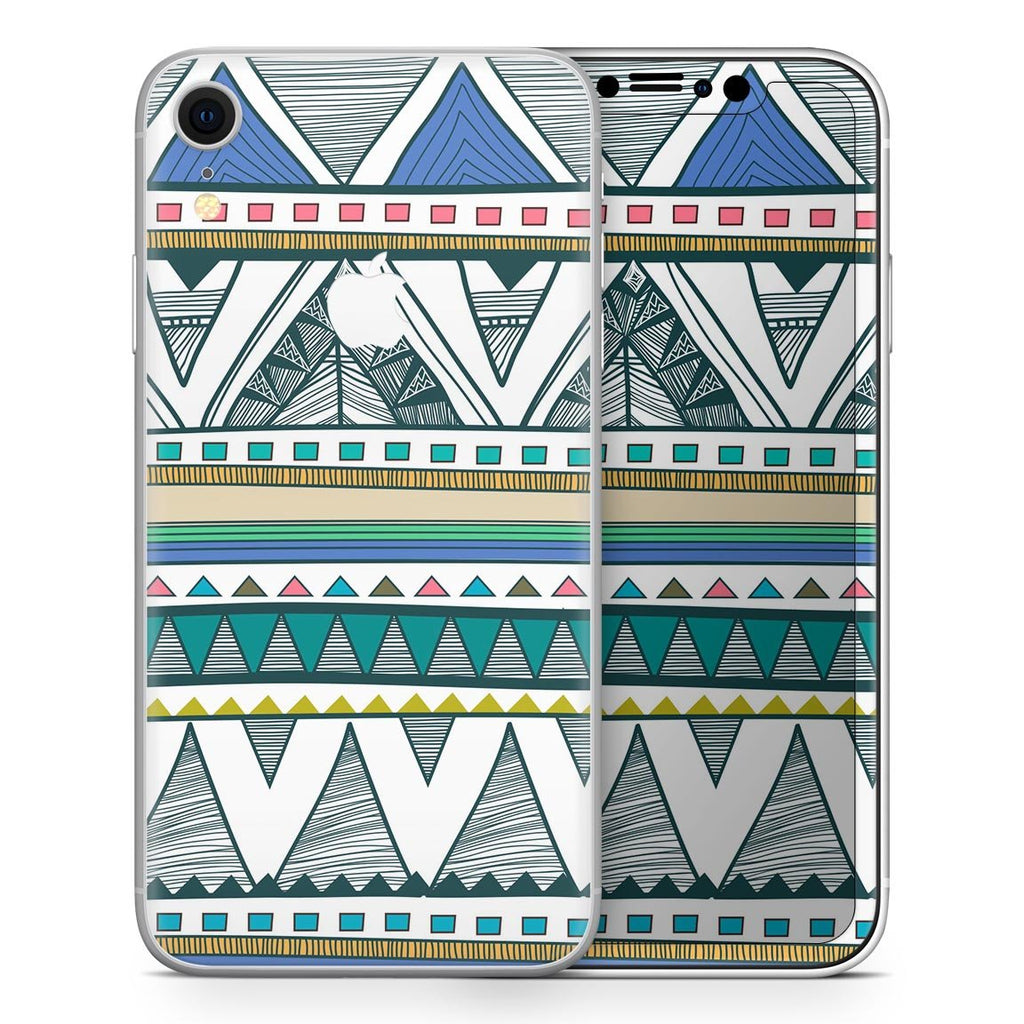 Abstract Blue and Green Triangle Aztec - Skin-Kit for the Apple iPhone