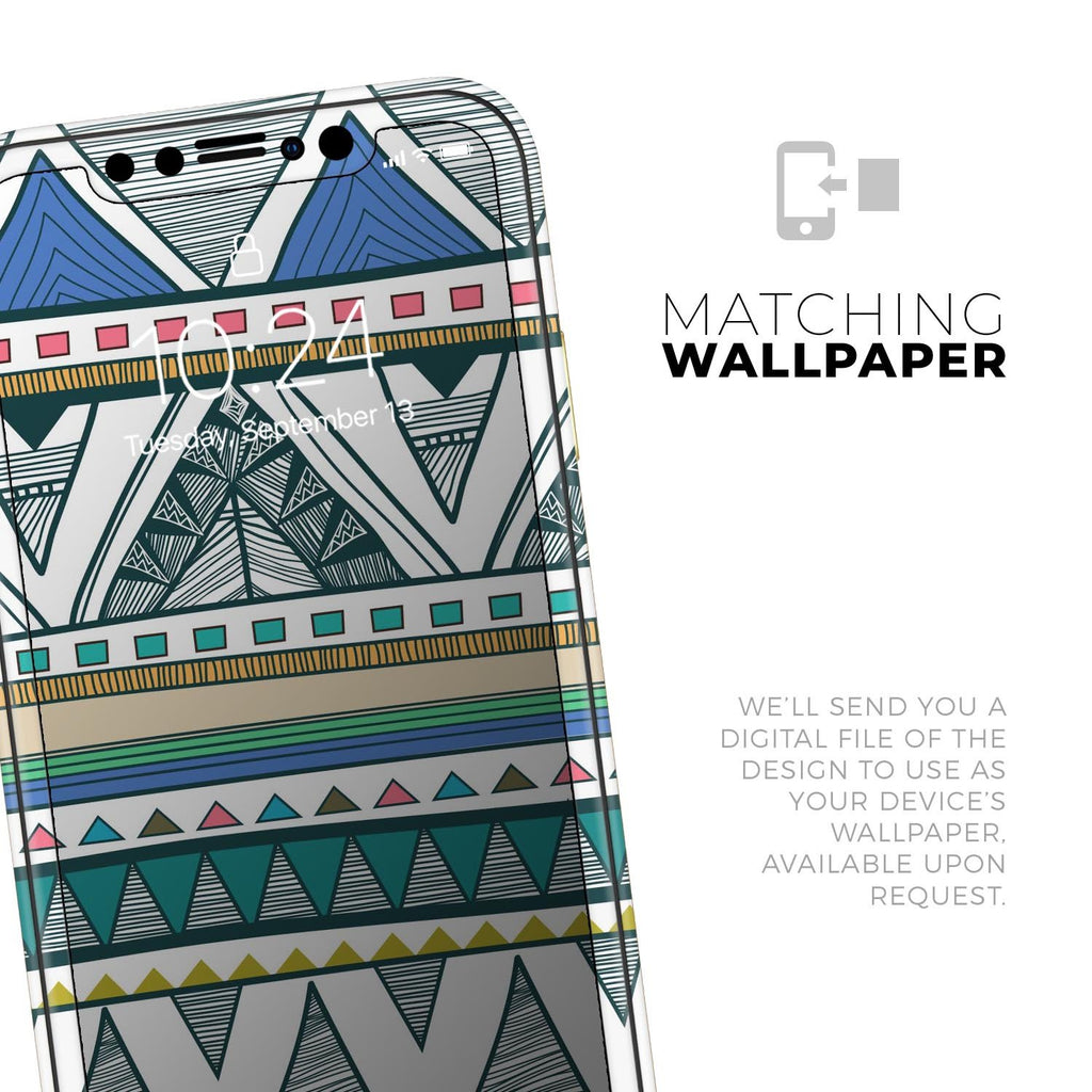 Abstract Blue and Green Triangle Aztec - Skin-Kit for the Apple iPhone
