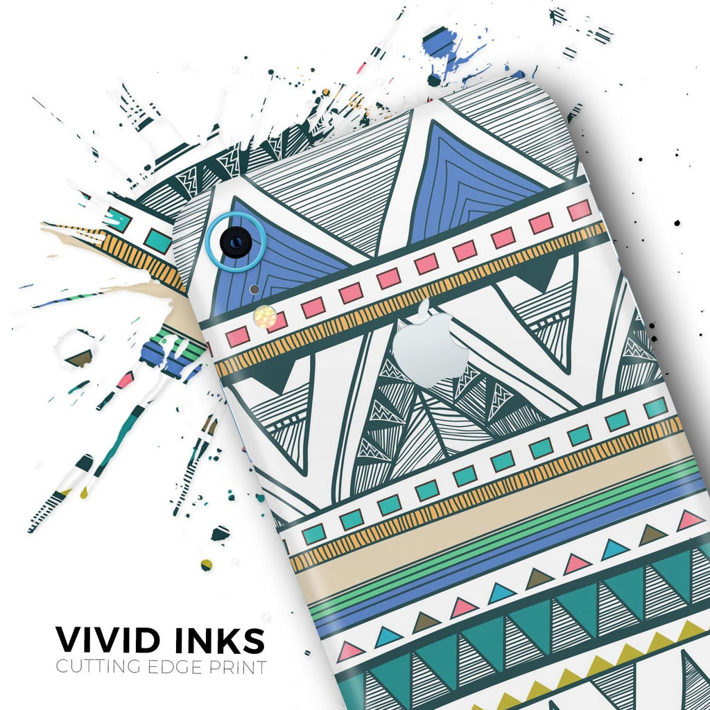Abstract Blue and Green Triangle Aztec - Skin-Kit for the Apple iPhone